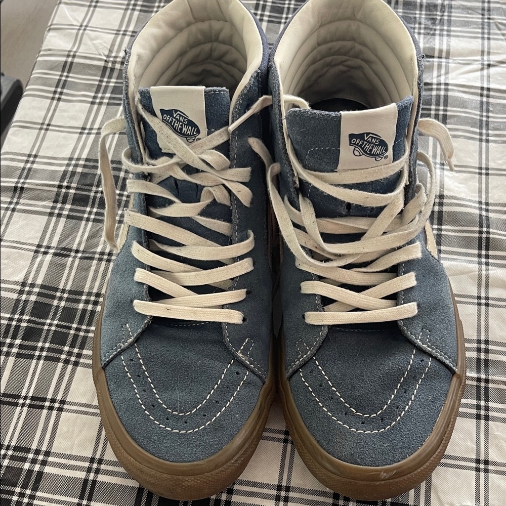 Vans Blue and White High-Top Sneakers